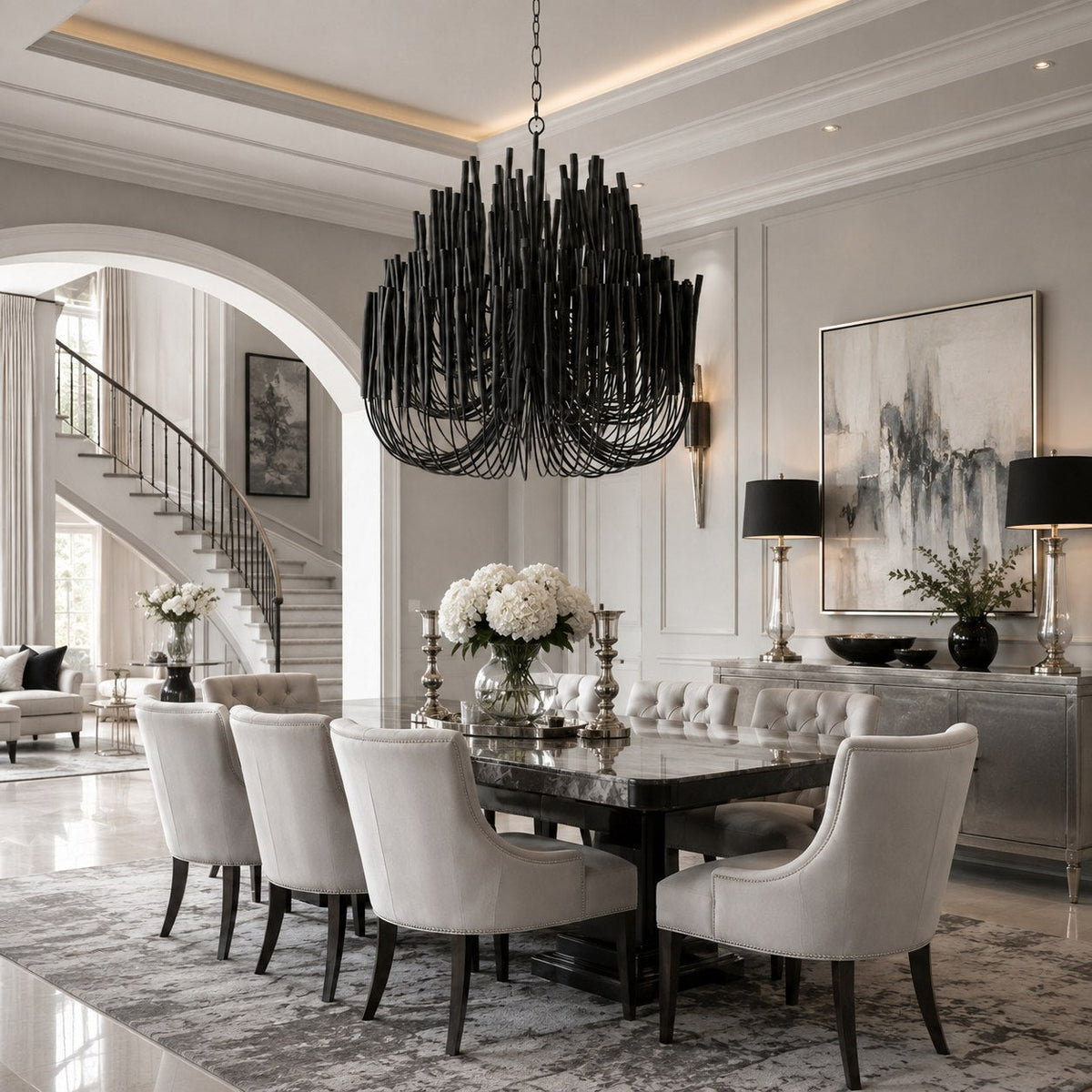 Metal & Wood Dowel Chandelier 6-18 Head LED