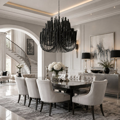 Metal & Wood Dowel Chandelier 6-18 Head LED