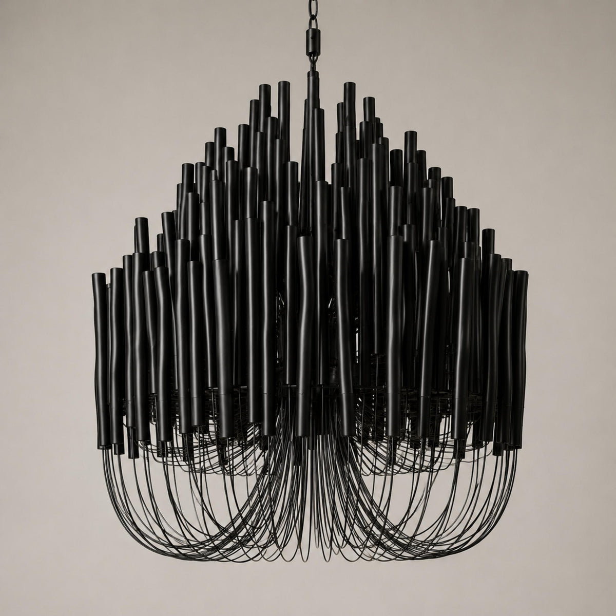 Metal & Wood Dowel Chandelier 6-18 Head LED