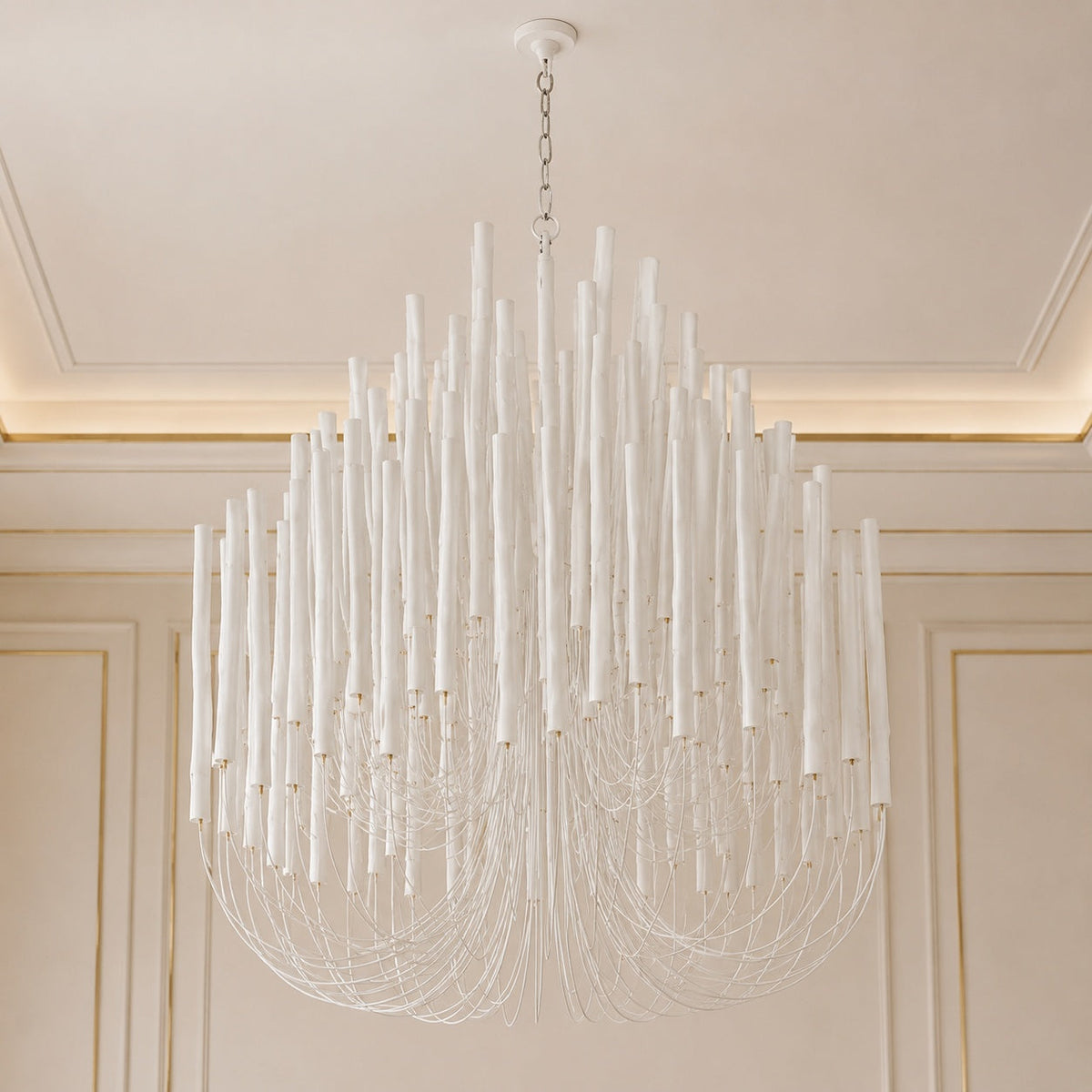 Metal & Wood Dowel Chandelier 6-18 Head LED