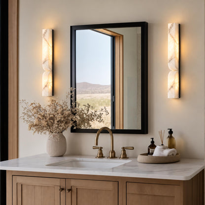 Pinched Alabaster Wall Light Flush Mount LED Sconce