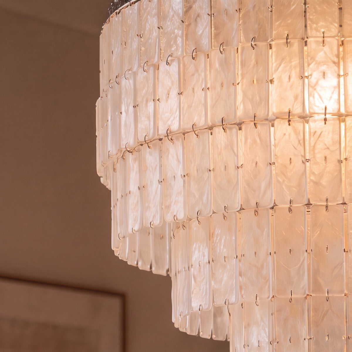 Coastal Shell Pendant Chandelier Tiered Metal Frame