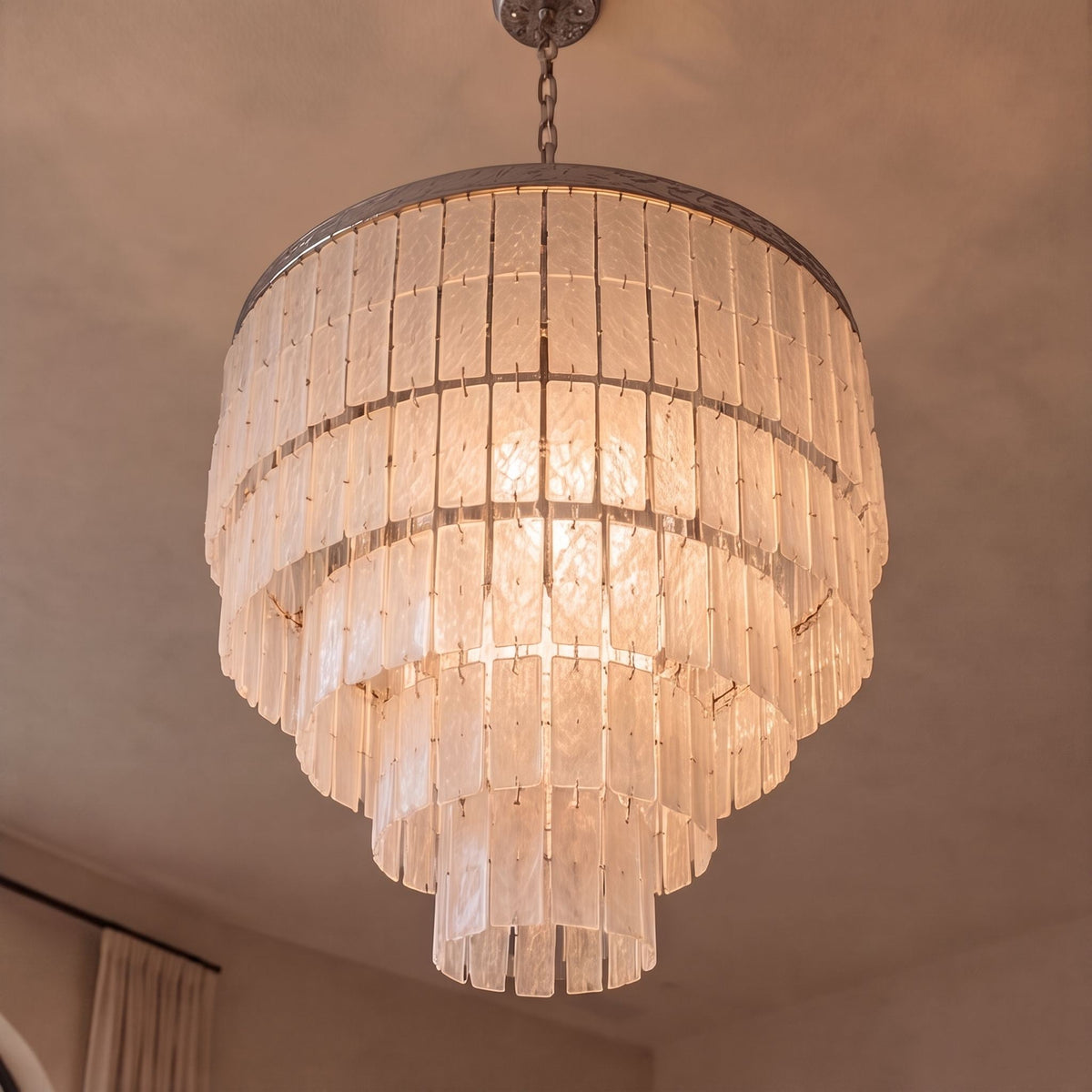 Coastal Shell Pendant Chandelier Tiered Metal Frame