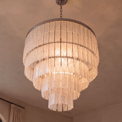 Coastal Shell Pendant Chandelier Tiered Metal Frame