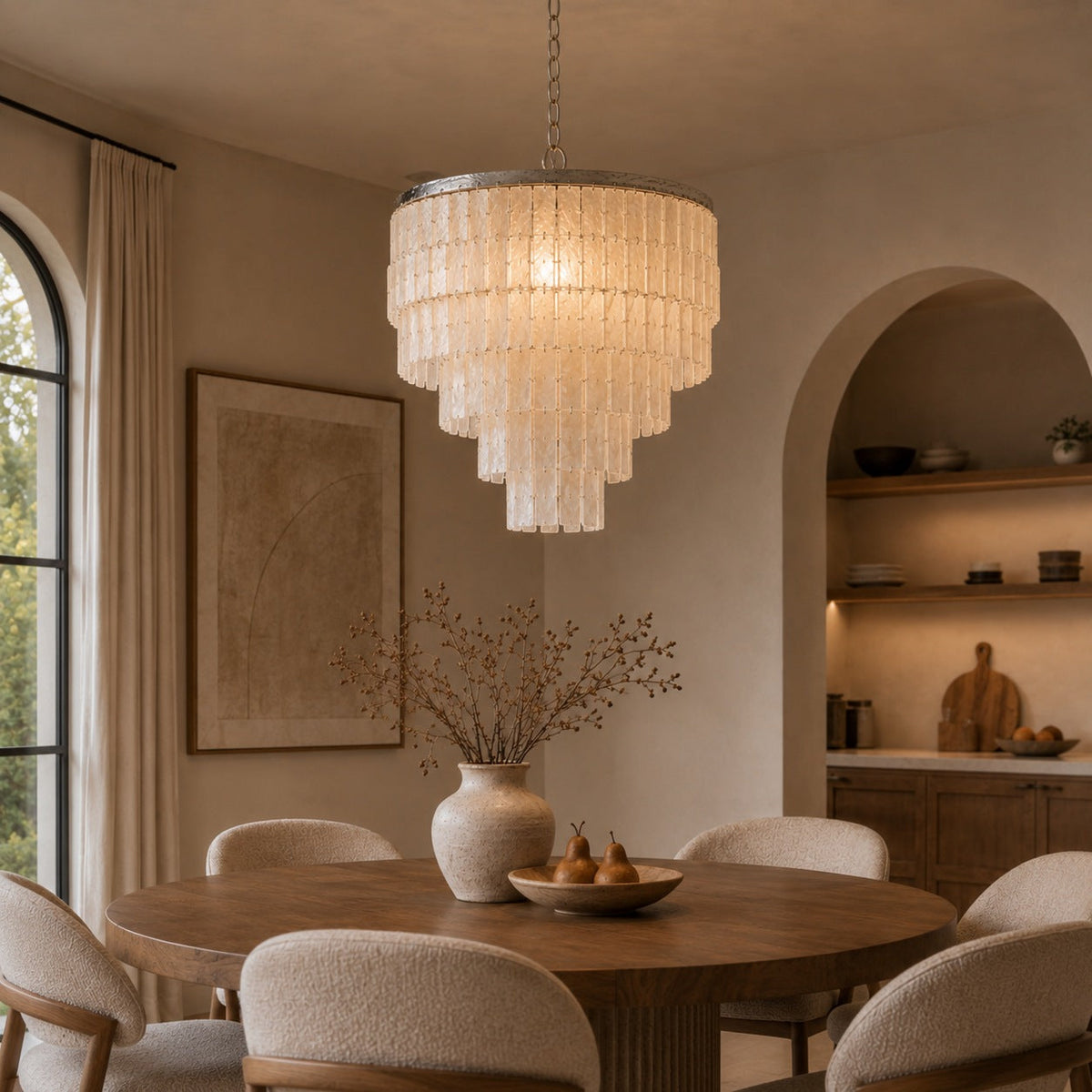 Coastal Shell Pendant Chandelier Tiered Metal Frame