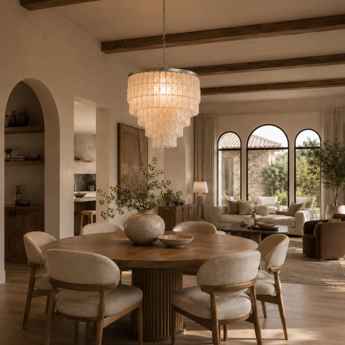 Coastal Shell Pendant Chandelier Tiered Metal Frame
