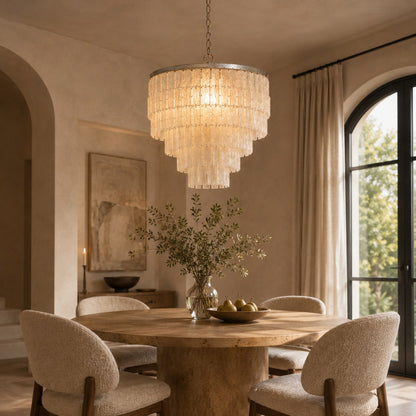 Coastal Shell Pendant Chandelier Tiered Metal Frame