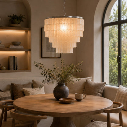 Coastal Shell Pendant Chandelier Tiered Metal Frame