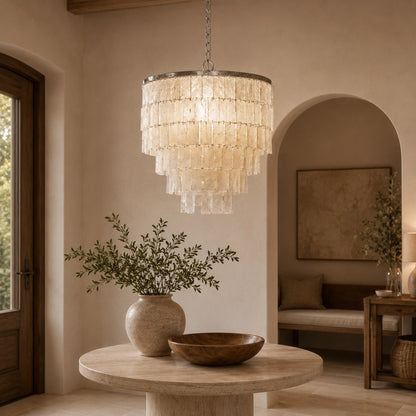 Coastal Shell Pendant Chandelier Tiered Metal Frame