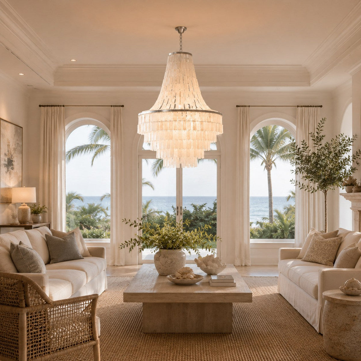 Coastal Tiered Chandelier Light Adjustable Metal Frame
