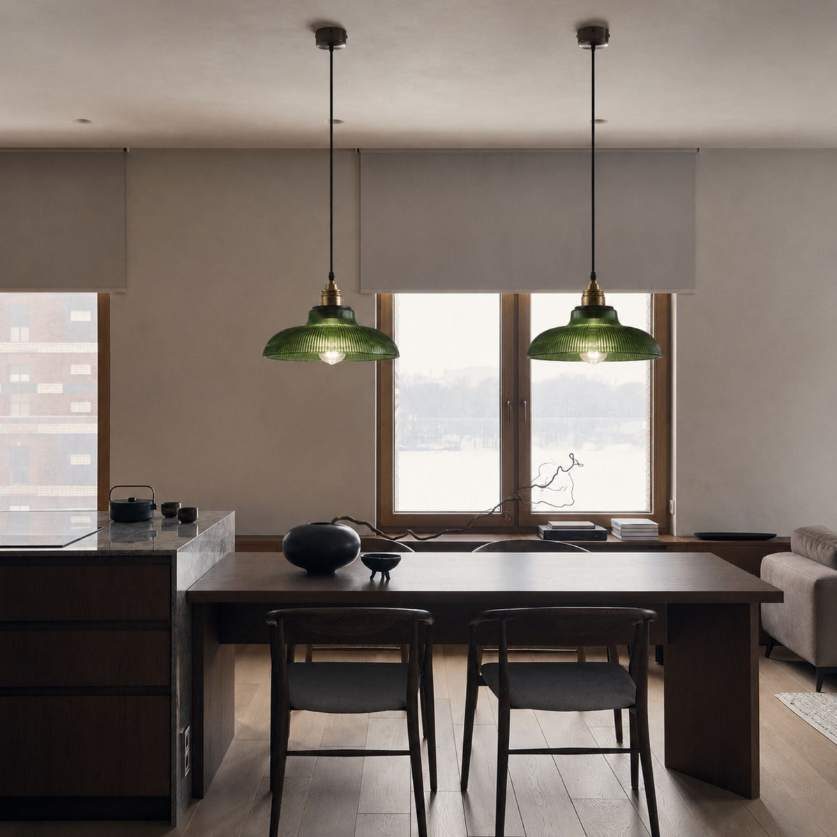 Nordic Vintage Coloured Glass Pendant Light Kitchen Dining Bar E27