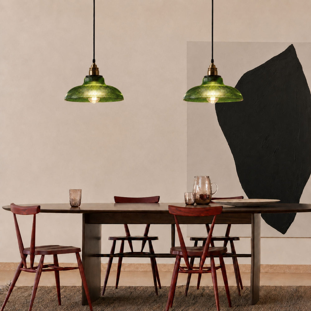Nordic Vintage Coloured Glass Pendant Light Kitchen Dining Bar E27