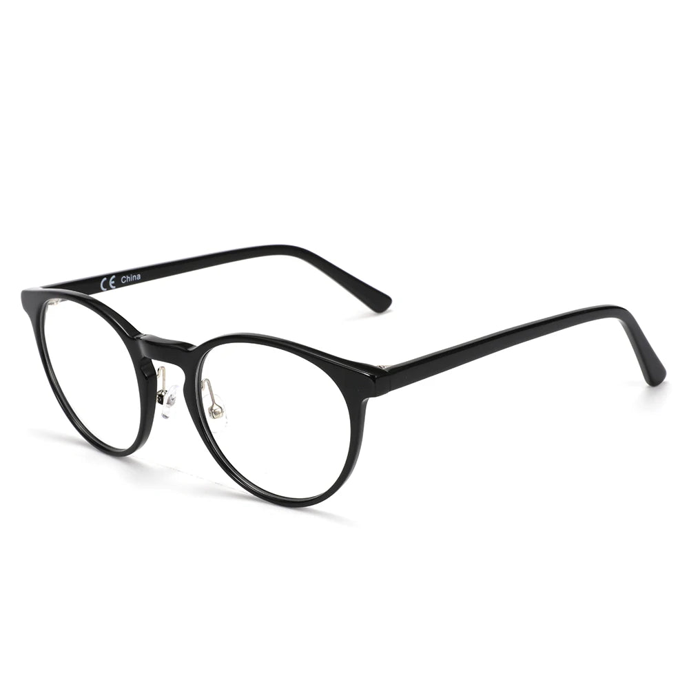 Acetate Anti Blue Light Blocking Glasses Retro Round Computer Gaming Goggles Eyewear CR-39 Clear