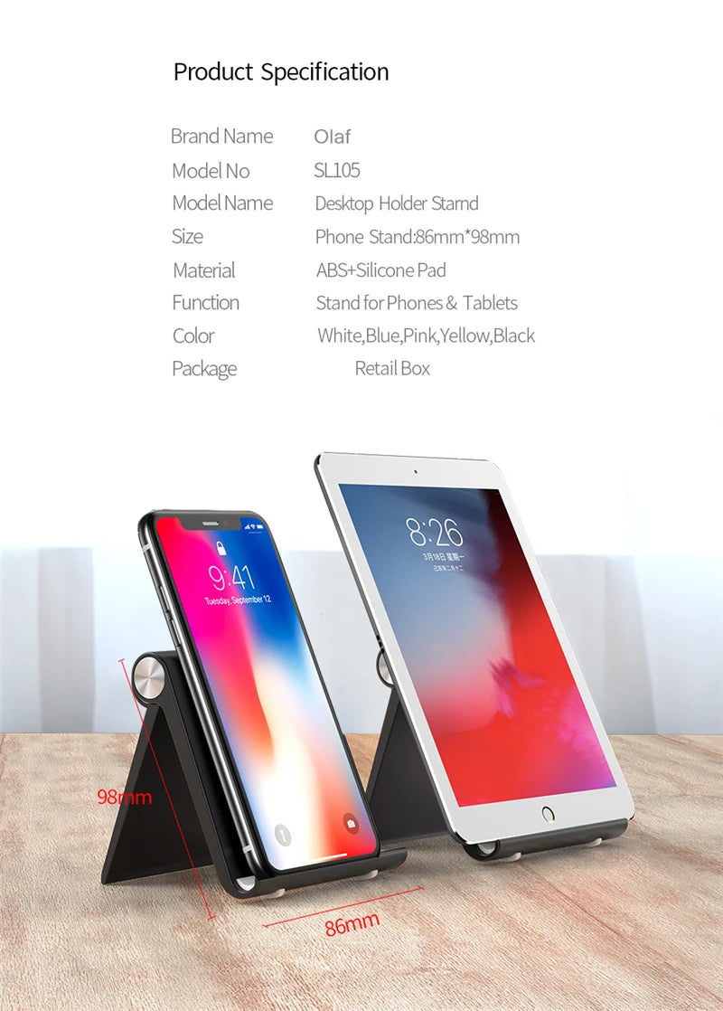 Phone & Tablet Stand – Foldable Portable Desk Holder