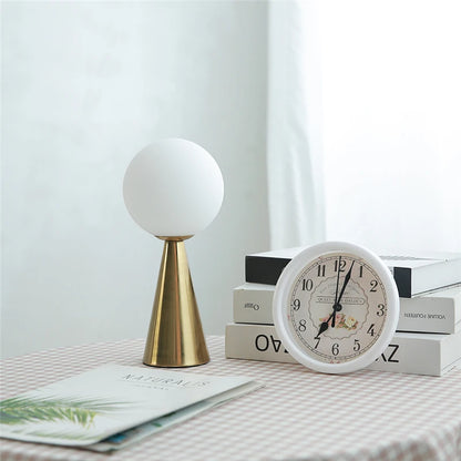 Glass Ball Table Lamps Gold Metal Cone Lights Living Room Beside Lamp Study Desk Book Light Art