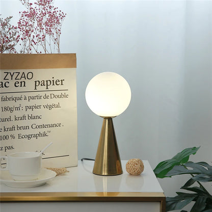 Glass Ball Table Lamps Gold Metal Cone Lights Living Room Beside Lamp Study Desk Book Light Art