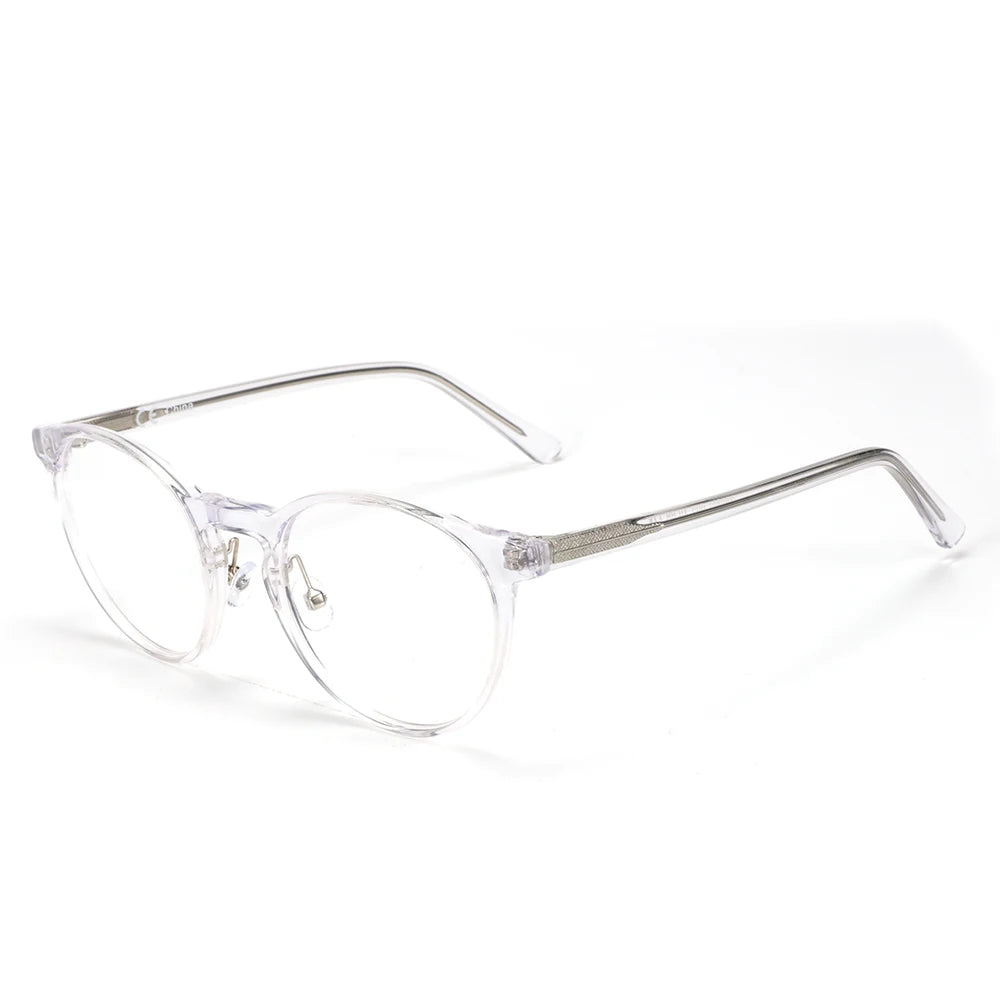 Acetate Anti Blue Light Blocking Glasses Retro Round Computer Gaming Goggles Eyewear CR-39 Clear