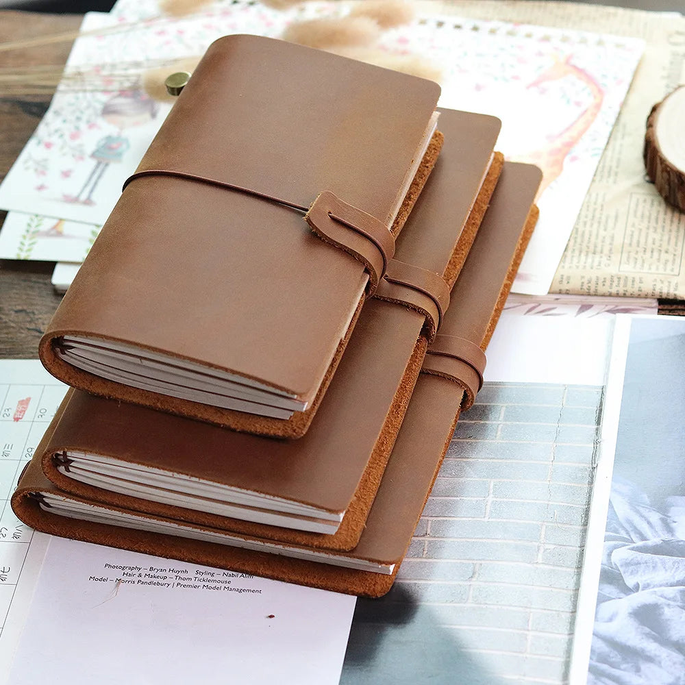 100% Genuine Leather Journal Refillable Travel Notebook Retro DIY Handmade Diary Sketchbook School
