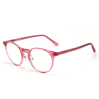 Acetate Anti Blue Light Blocking Glasses Retro Round Computer Gaming Goggles Eyewear CR-39 Clear