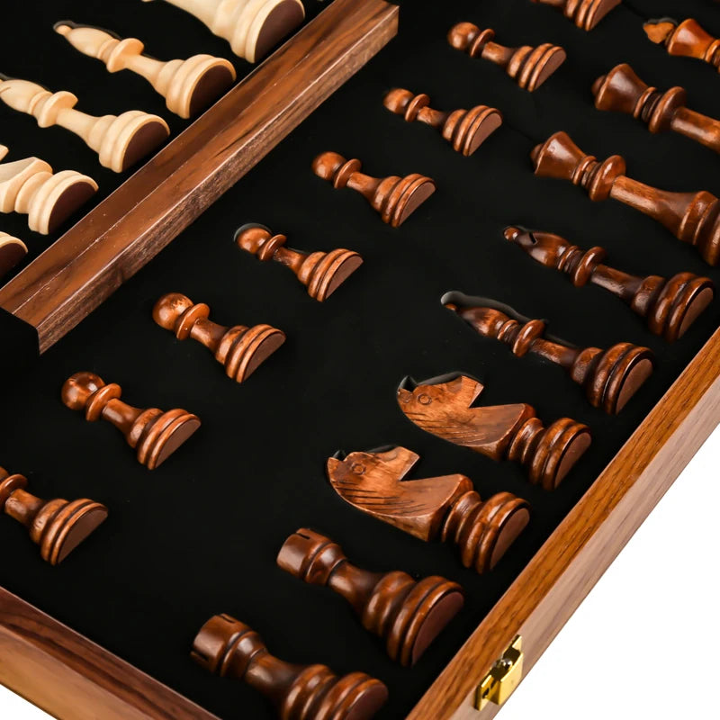 Chess Set Grade Wooden Folding Big Traditional Classic Handwork Solid Wood Pieces
