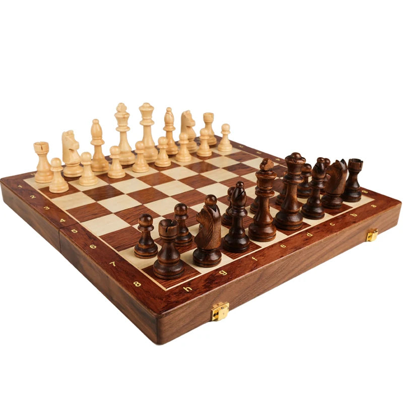 Chess Set Grade Wooden Folding Big Traditional Classic Handwork Solid Wood Pieces