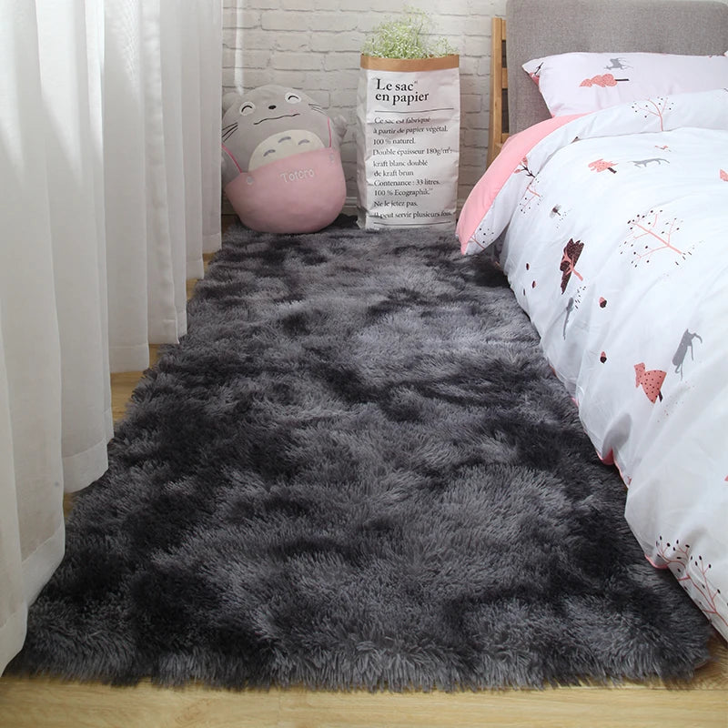 Pink Fluffy Kids Bedroom Rug Soft Girls Floor Mat