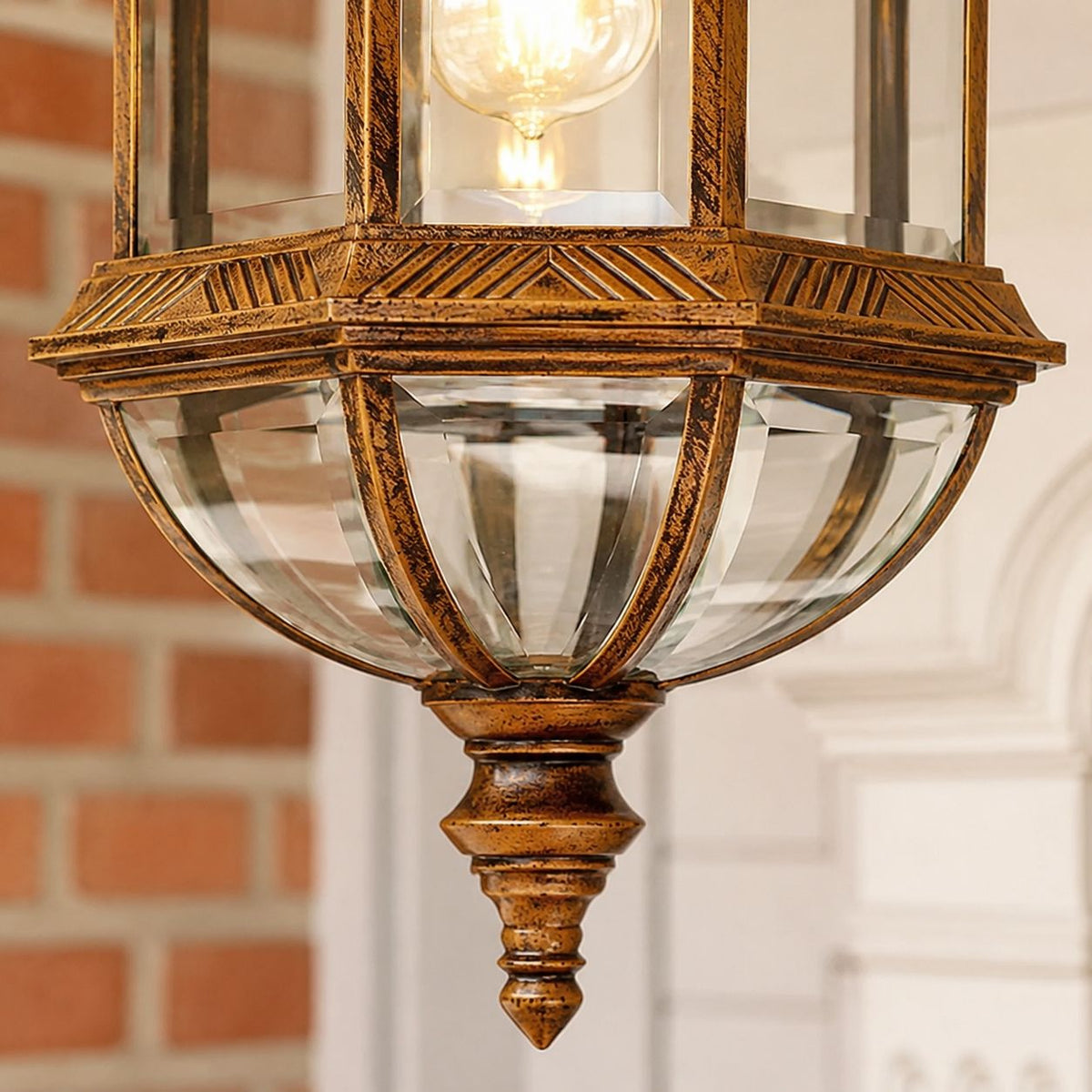 Domed Outdoor Pendant Lantern Clear Glass Porch Weatherproof IP44