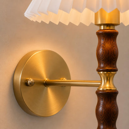 Walnut & Fabric Wall Sconce Adjustable Reading LED