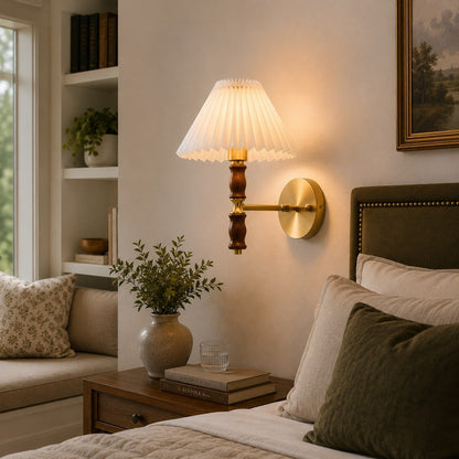 Walnut & Fabric Wall Sconce Adjustable Reading LED