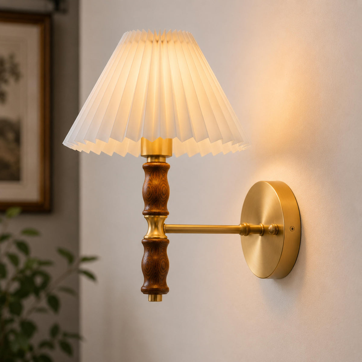 Walnut & Fabric Wall Sconce Adjustable Reading LED