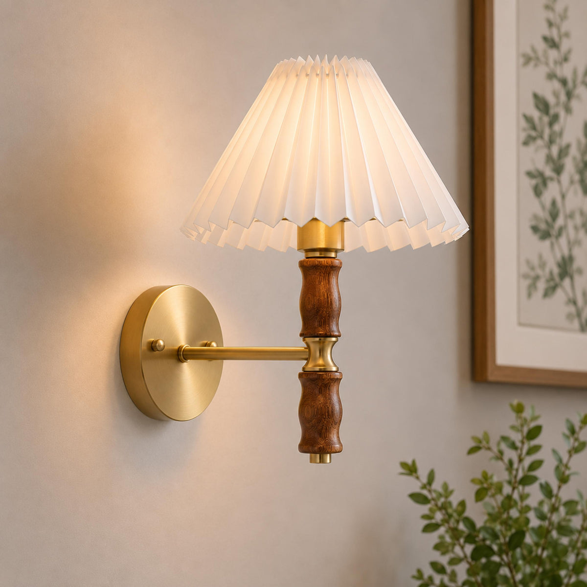 Walnut & Fabric Wall Sconce Adjustable Reading LED