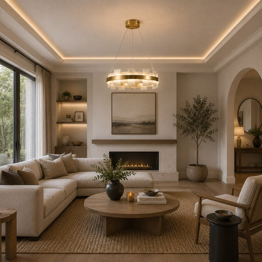 Alabaster Chandelier Brass Finish Ceiling Mounted LED