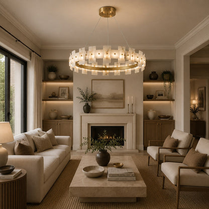 Alabaster Chandelier Brass Finish Ceiling Mounted LED