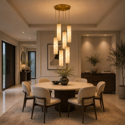 Alabaster Chandelier Adjustable Staircase Foyer LED