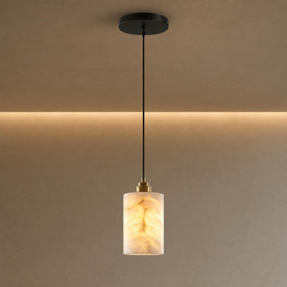 Alabaster Cylinder Chandelier Adjustable Hanging LED