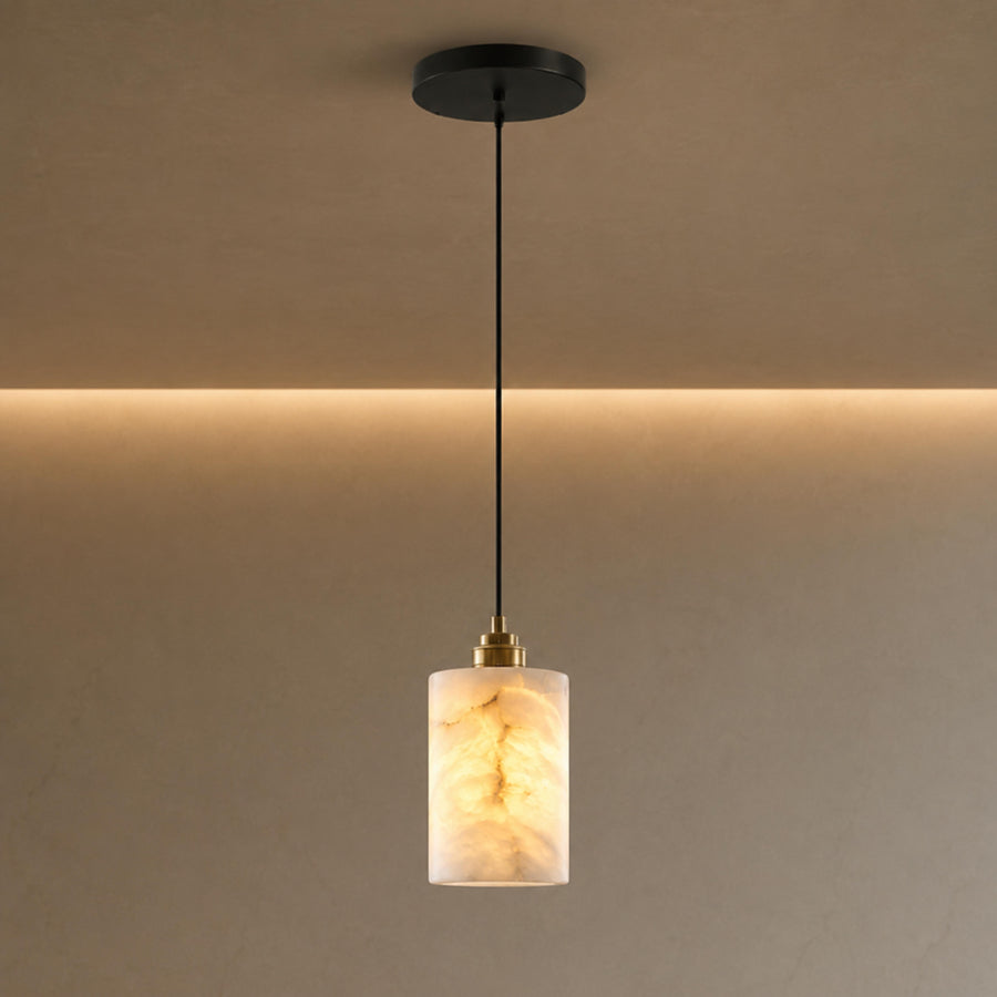 Alabaster Cylinder Chandelier Adjustable Hanging LED