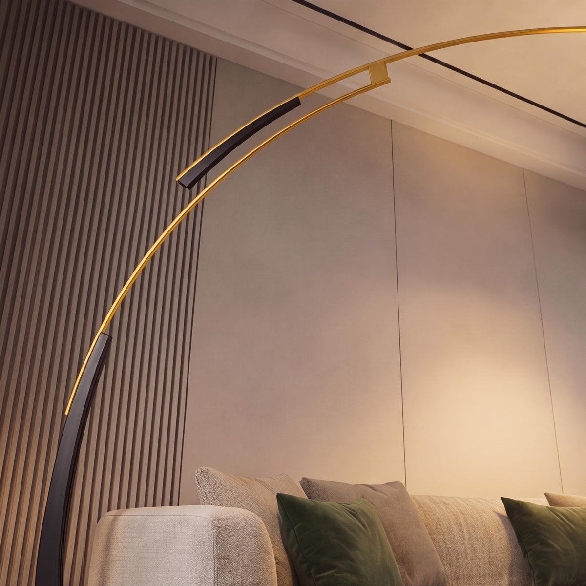 Arc Floor Lamp Iron Fabric Shade USB Adjustable Light