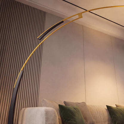 Arc Floor Lamp Iron Fabric Shade USB Adjustable Light