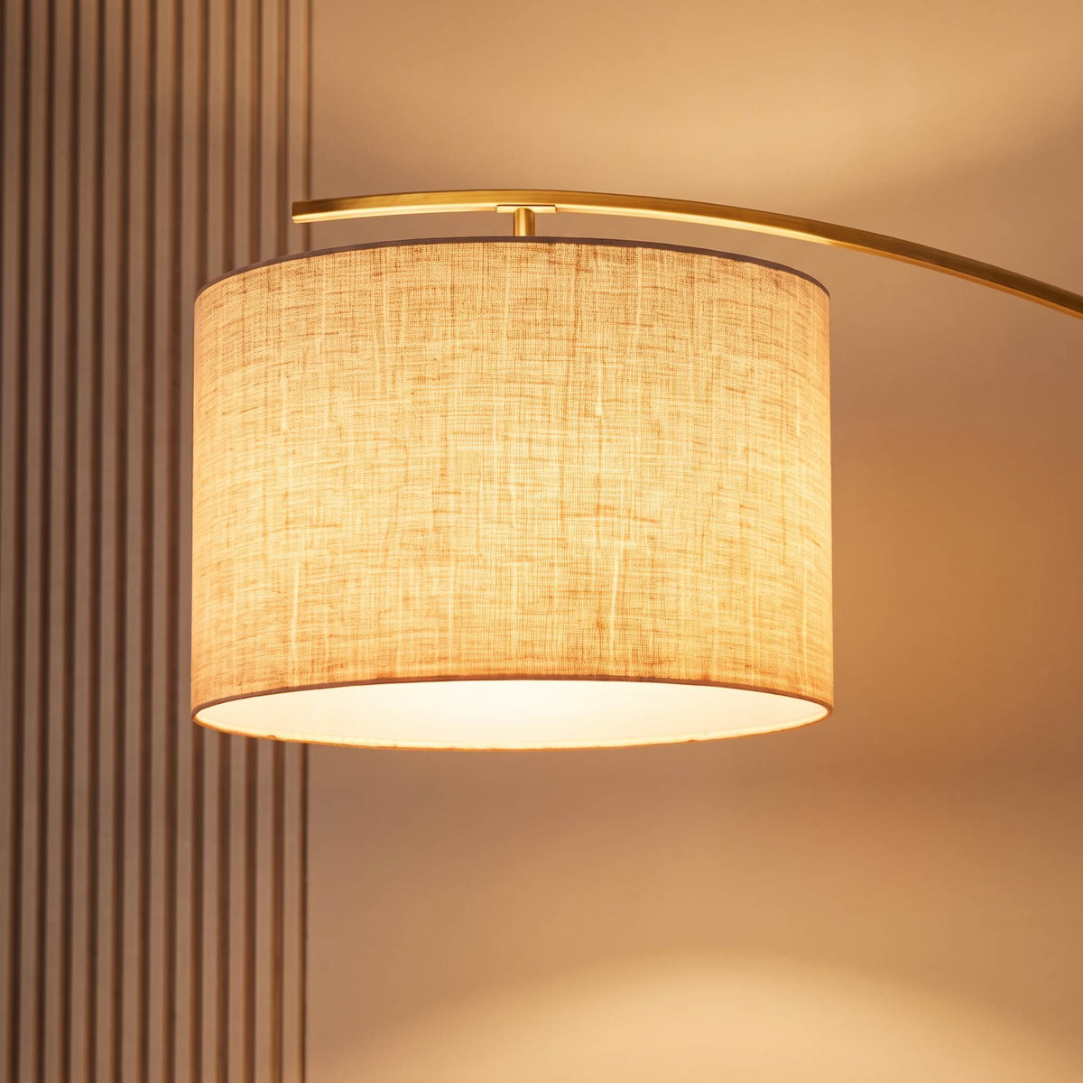 Arc Floor Lamp Iron Fabric Shade USB Adjustable Light