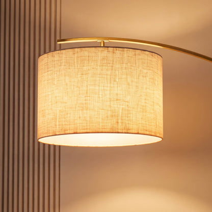 Arc Floor Lamp Iron Fabric Shade USB Adjustable Light