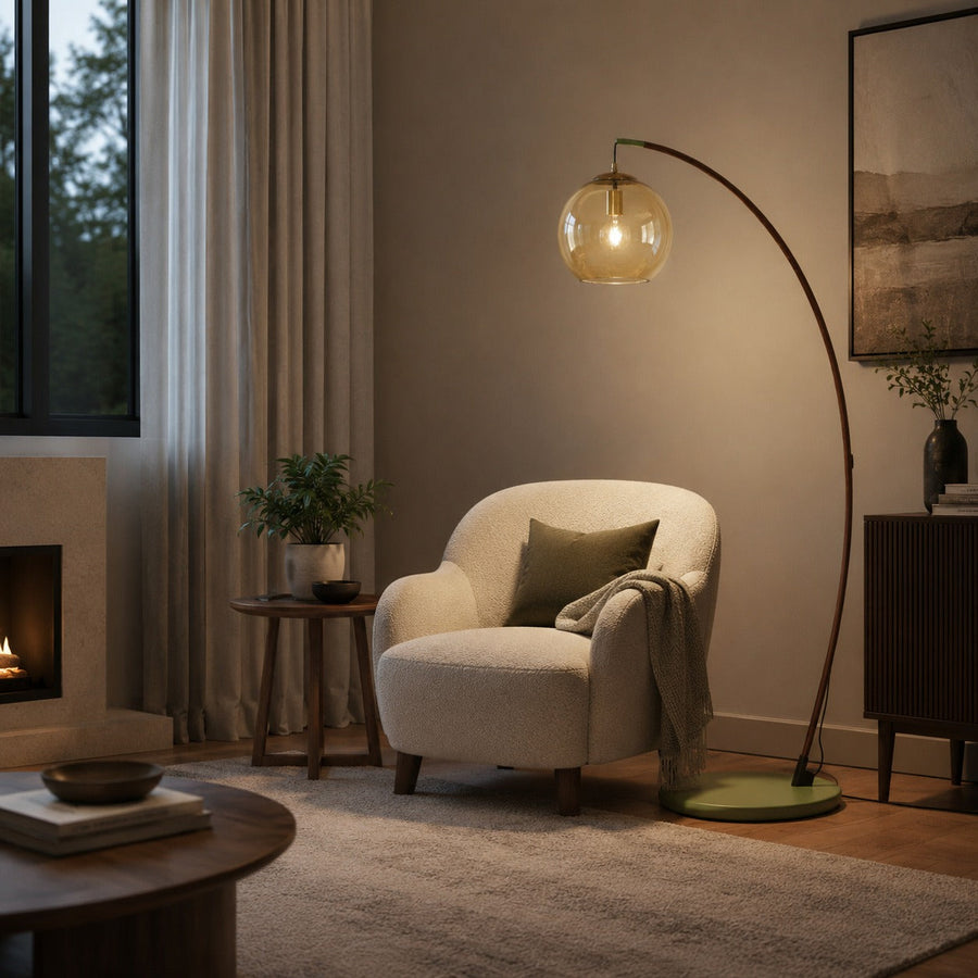 Arc Floor Lamp Metal Shade Adjustable LED Living Room