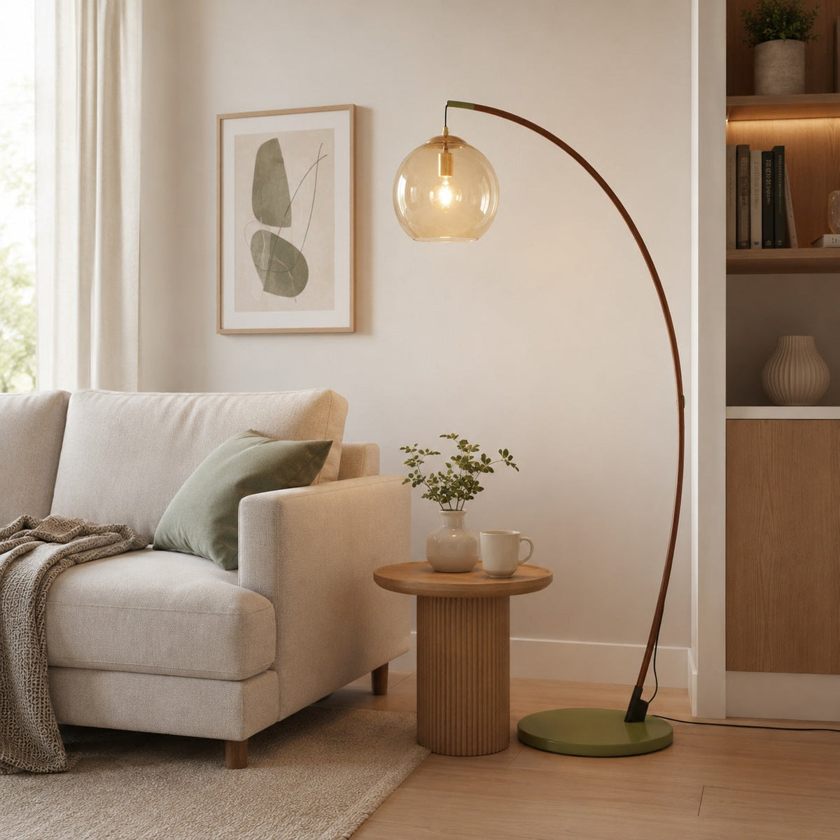 Arc Floor Lamp Metal Shade Adjustable LED Living Room