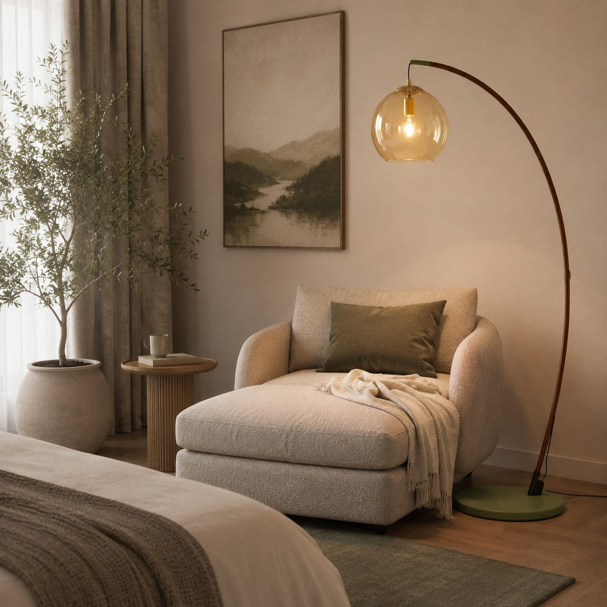 Arc Floor Lamp Metal Shade Adjustable LED Living Room