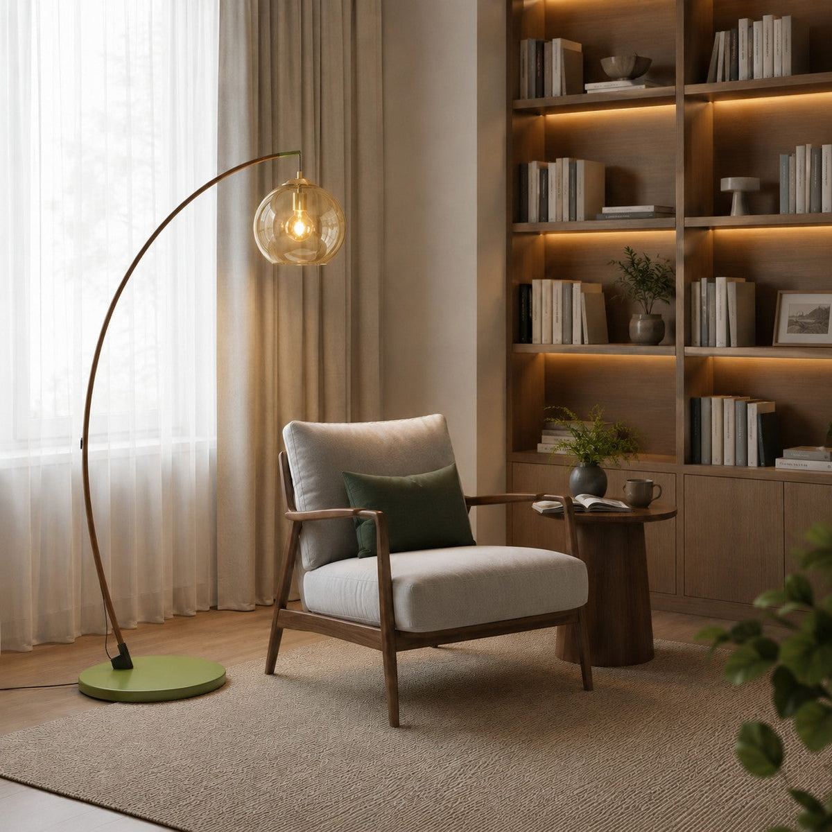 Arc Floor Lamp Metal Shade Adjustable LED Living Room