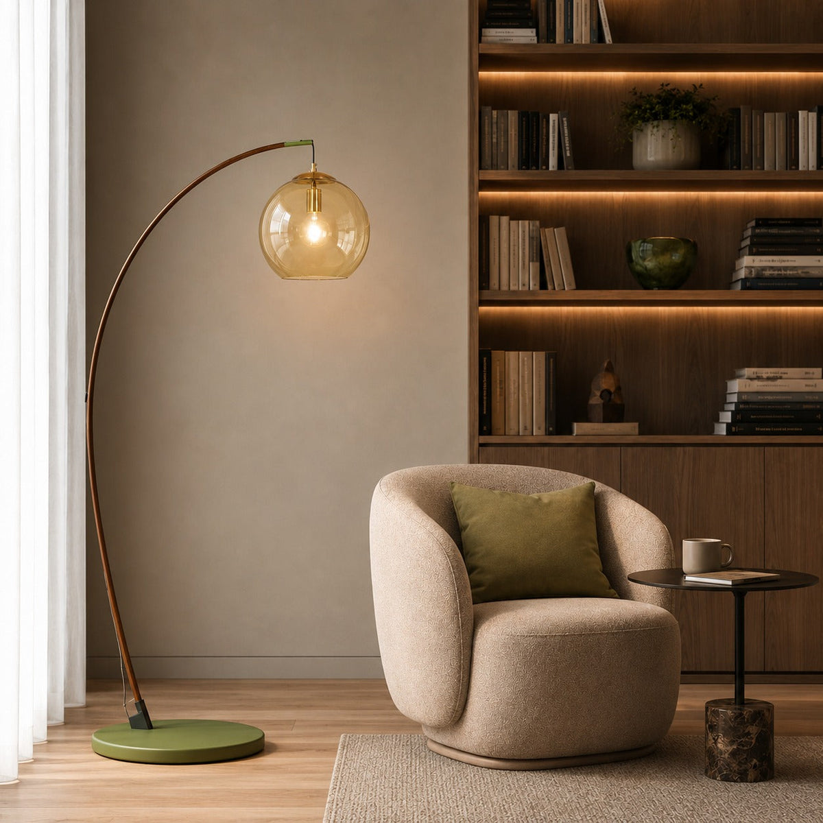 Arc Floor Lamp Metal Shade Adjustable LED Living Room