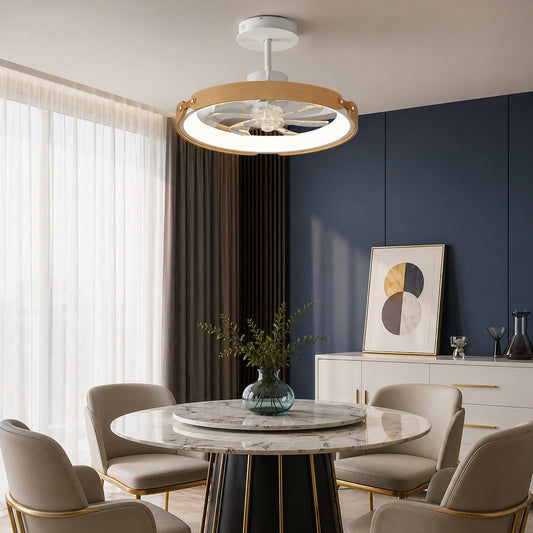 Wood & Acrylic Bladeless Ceiling Fan with 58W Tri-Colour LED App Control 52 cm