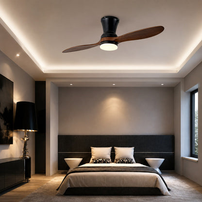 Walnut Wood Blade DC Ceiling Fan with or without Dimmable LED Light 142 cm