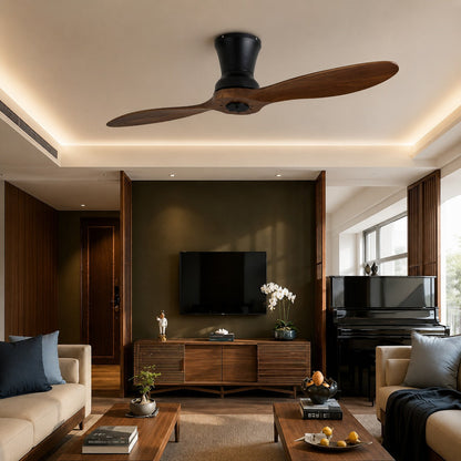 Walnut Wood Blade DC Ceiling Fan with or without Dimmable LED Light 142 cm