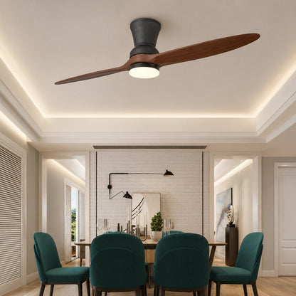 Walnut Wood Blade DC Ceiling Fan with or without Dimmable LED Light 142 cm