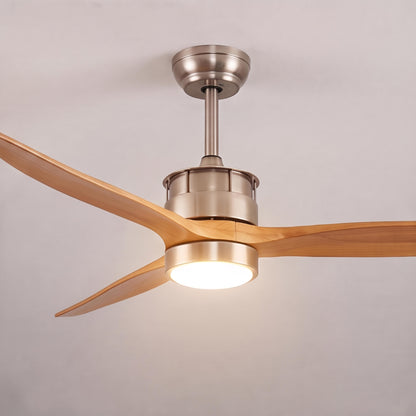 Three Blade Wood Ceiling Fan with Glass Shade LED Light Sand Nickel or Black
